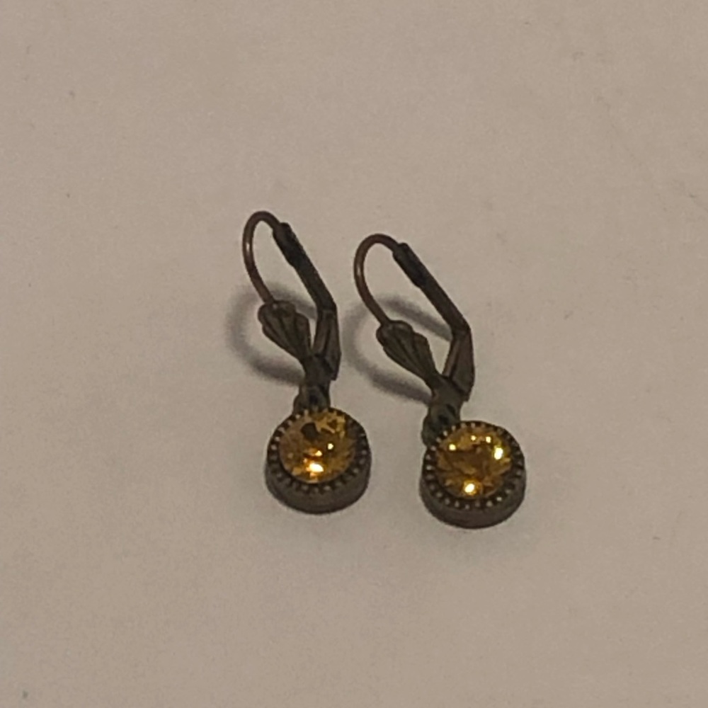 Anne Koplik Yellow Crystal Drop Earrings